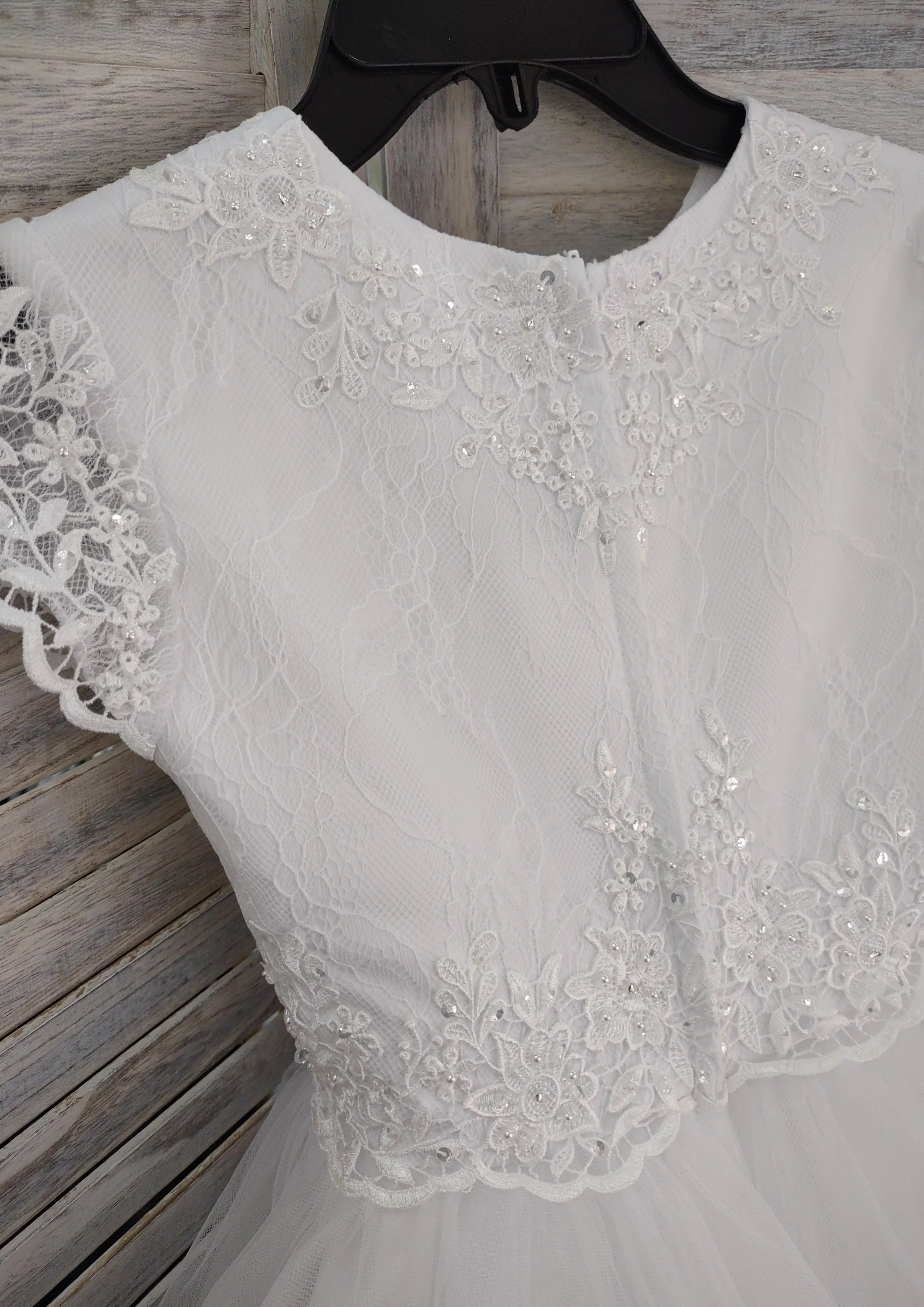Joan Calabrese Beaded Lace Short Sleeve Communion Dress 120356 - Image 10