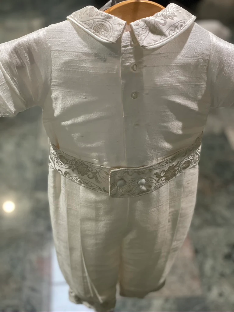 Piccolo Bacio Boys' Textured Silk Boys Baptism Outfit with Gold Jacquard Aldo - Image 4